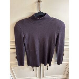 Escada Vintage Turtleneck‎ 100% Wool Made In Germany Burgundy Shoulder Pads 36/4